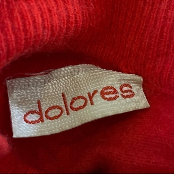 Vintage 70s 80s Dolores Mockneck Side Button Sweater Red - Picture 3 of 7